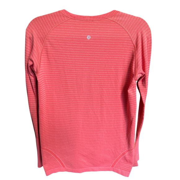 Lululemon Swiftly Tech Long Sleeve Crew Top Striped Heather Pink Size 10 - Picture 7 of 11
